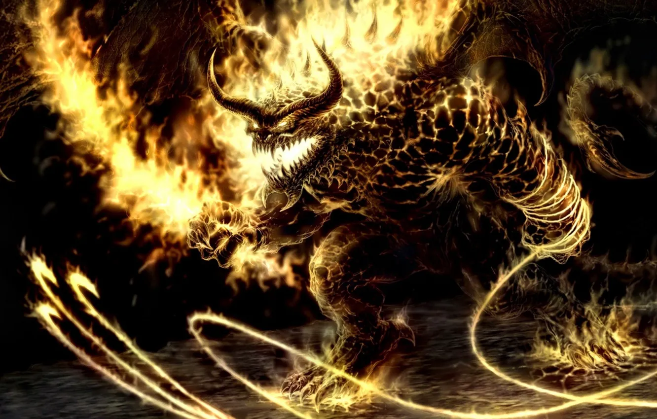 Photo wallpaper monster, the Lord of the rings, mouth, fangs, horror, Barlok, Horny, burning eyes