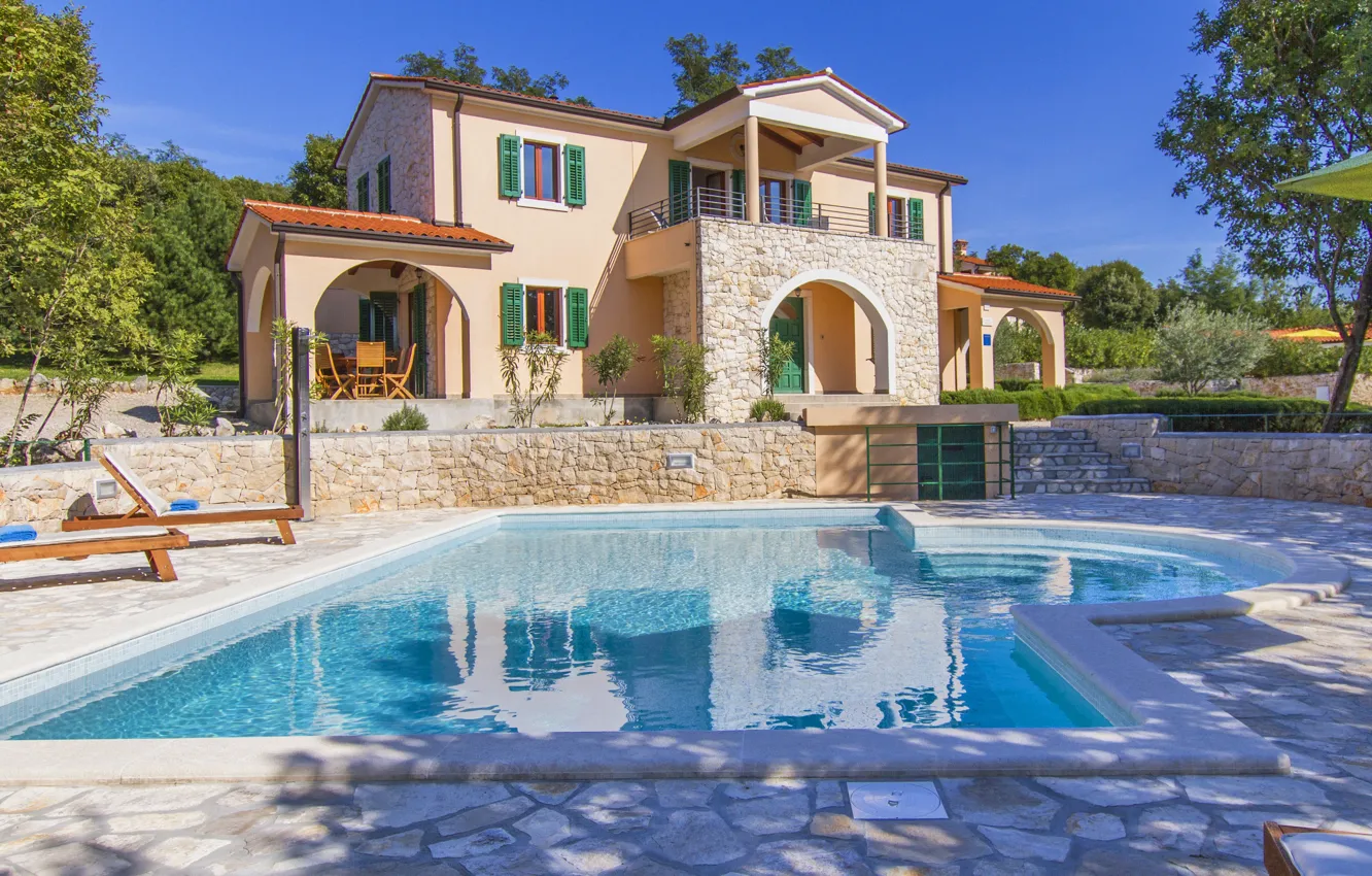 Photo wallpaper summer, design, style, Villa, pool, facade, terrace, mediterranean architecture