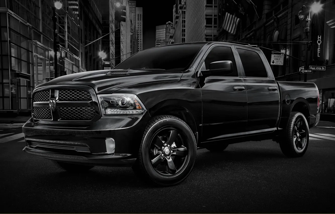 Photo wallpaper black, Dodge, Dodge, pickup, the front, 1500, Ram, REM