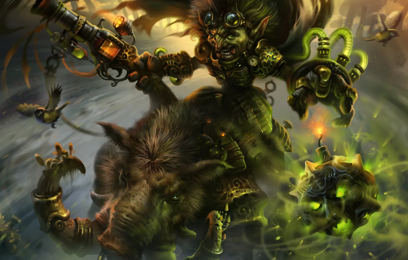 Photo wallpaper toxic, boar, Warcraft, bomber, goblin, Goblins vs Gnomes, Hearthstone: Heroes of Warcraft