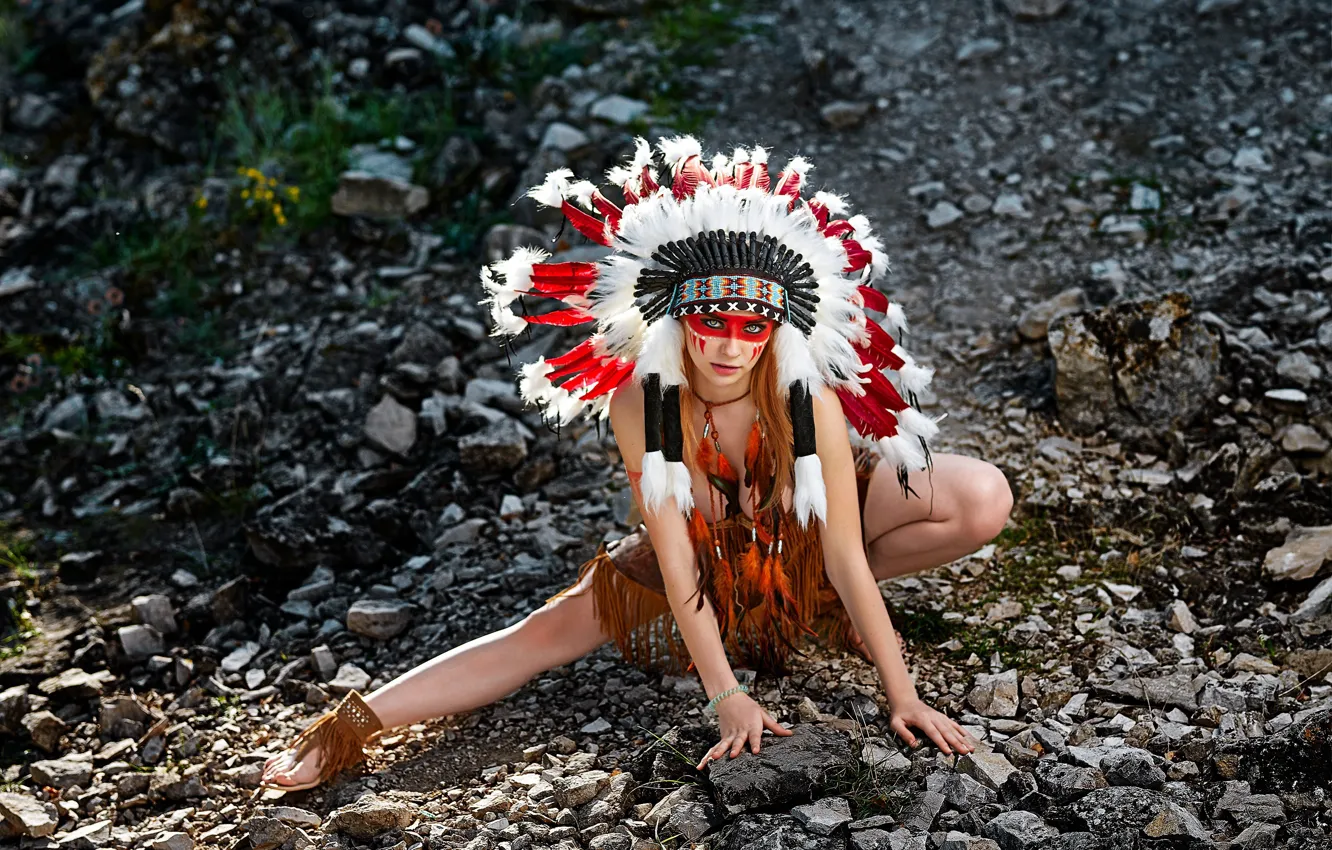Photo wallpaper girl, neckline, legs, headdress, Aliona Turcan, Vyacheslav Turcan