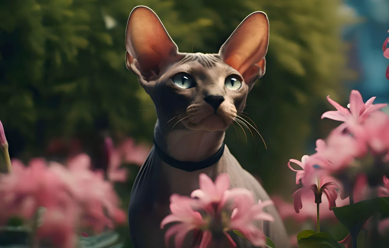 Photo wallpaper cat, cat, digital art, AI art, The Art of Artificial Intelligence, neural network