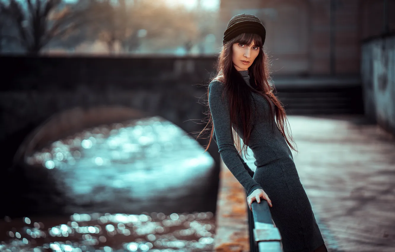 Photo wallpaper look, pose, style, dress, promenade, cap, bokeh, Perdita Sommer