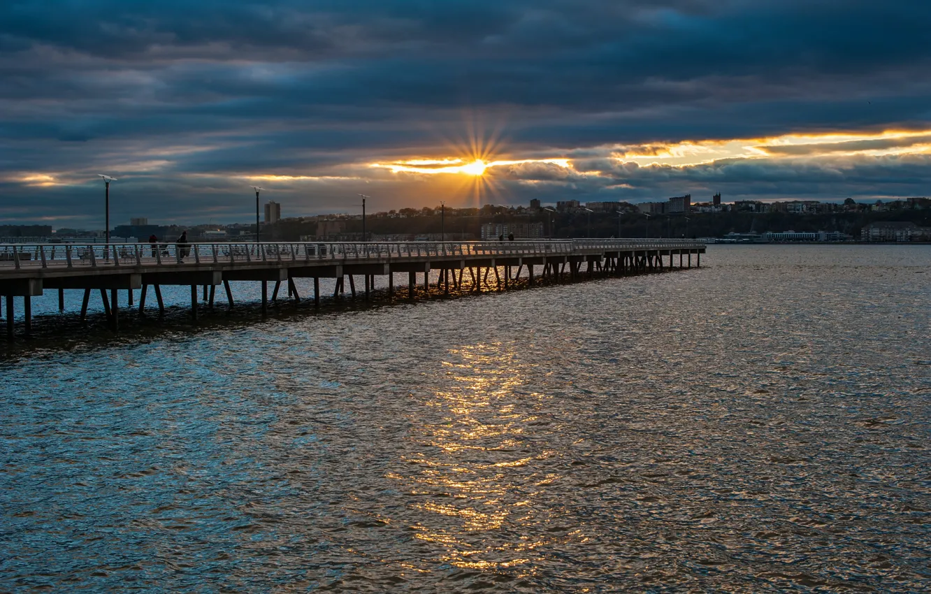 Photo wallpaper the sun, sunset, nature, river, nature, sunset, Riverside