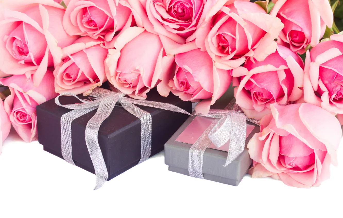 Photo wallpaper roses, bouquet, pink, flowers, roses, pink roses, gifts