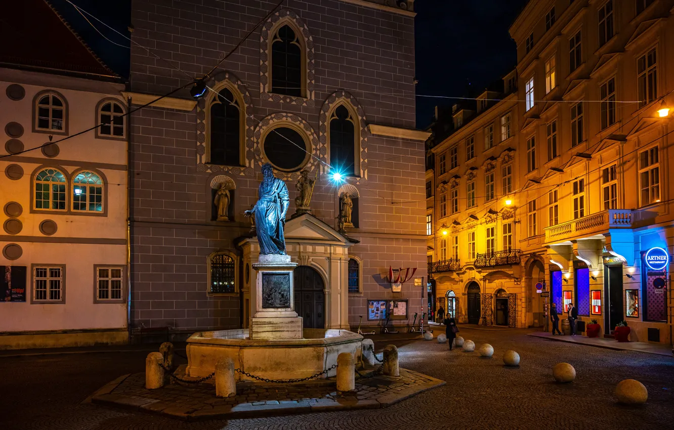 Photo wallpaper lights, street, home, the evening, Austria, Vienna