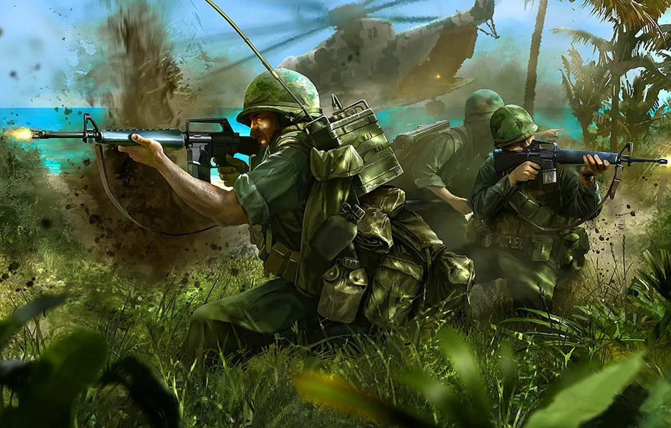 Photo wallpaper beach, war, USA, the battle, last, military, sea, events