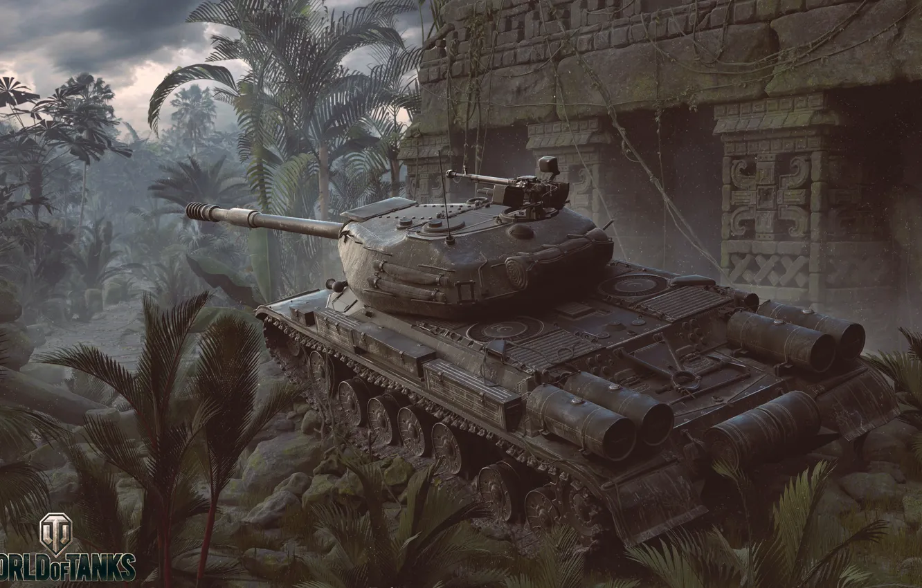 Photo wallpaper jungle, World of Tanks, Andrey Sarafanov work, Vitaly Timkin composition, Maxim Seredich model, THE IP …