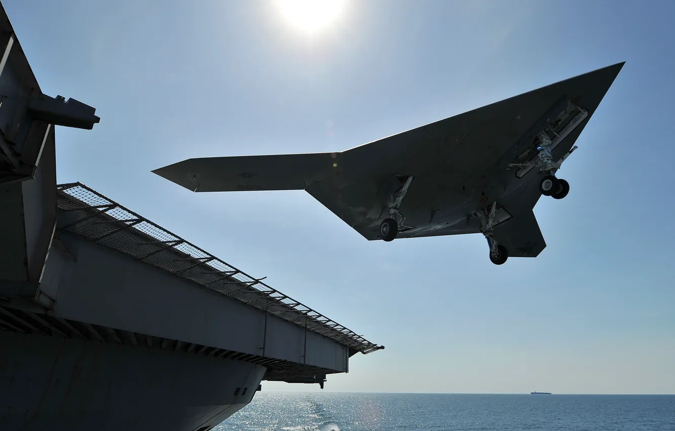 Photo wallpaper sky, Northrop Grumman, drone, US NAVY, Northrop Grumman X-47B, X-74B