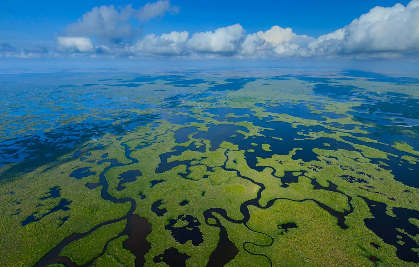 Photo wallpaper sea, clouds, FL, USA, Delta, Everglades national Park