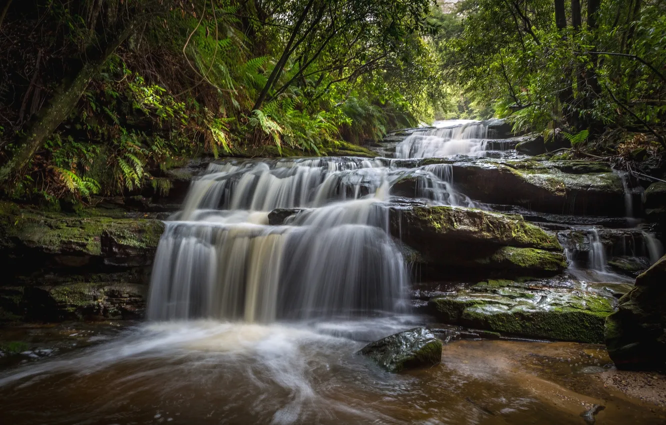 Photo wallpaper water, stones, waterfall, stream