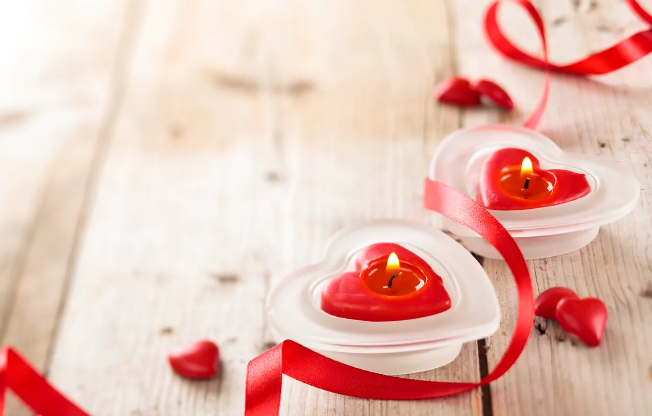 Photo wallpaper candles, hearts, Valentine's day