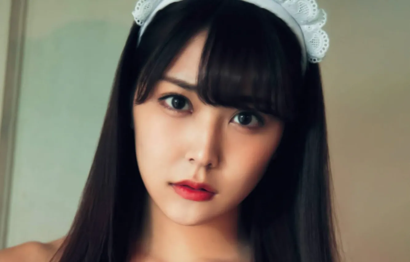 Photo wallpaper girl, long hair, beautiful, pretty, lips, face, asian, attractive