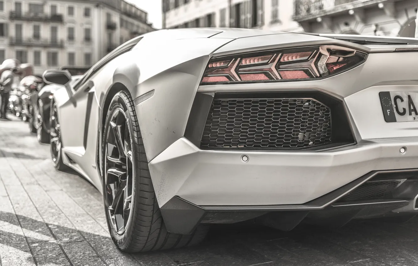 Photo wallpaper ass, black and white, Lamborghini, LP700-4, Aventador