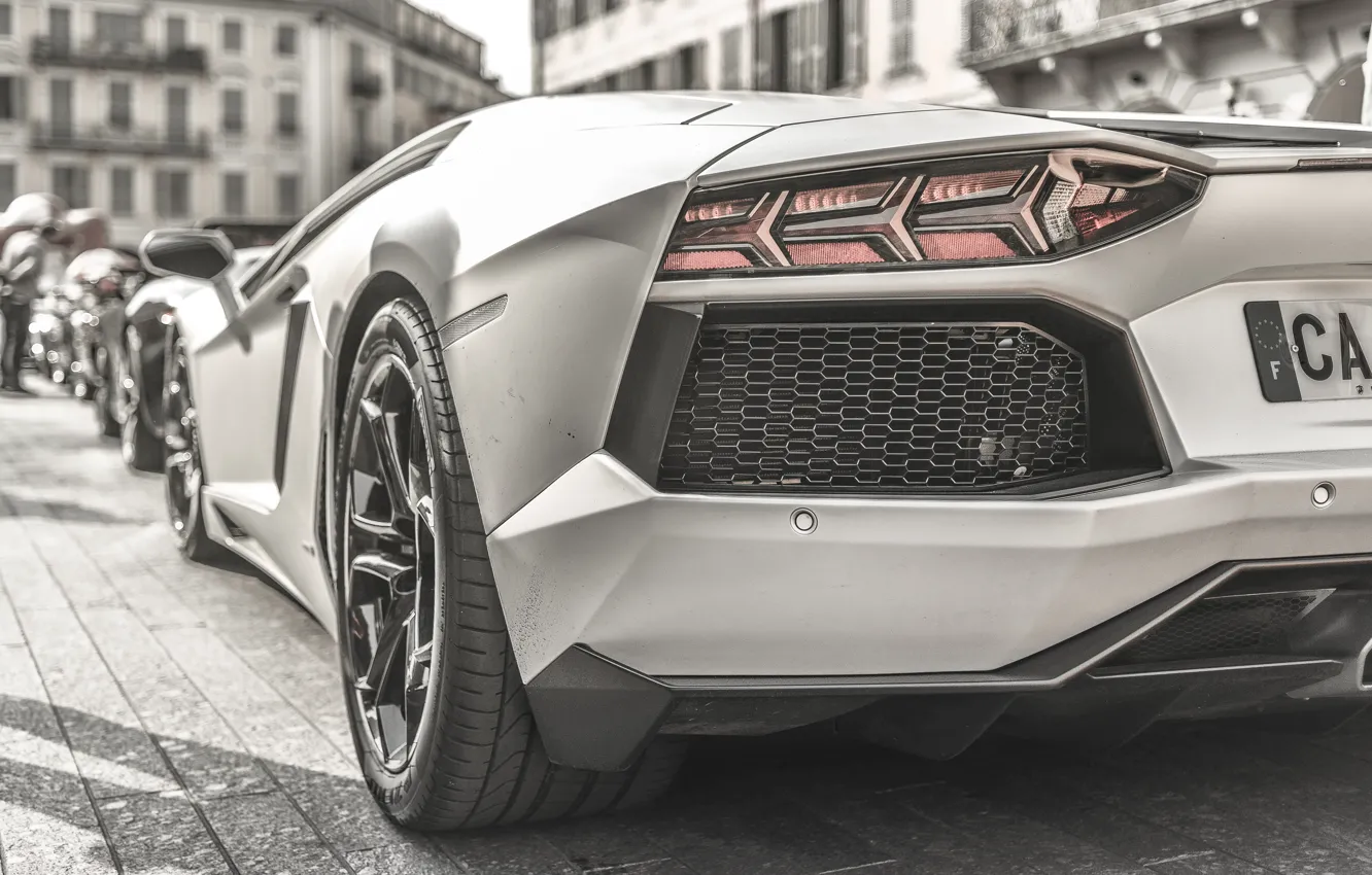 Photo wallpaper ass, Lamborghini, black and white, LP700-4, Aventador
