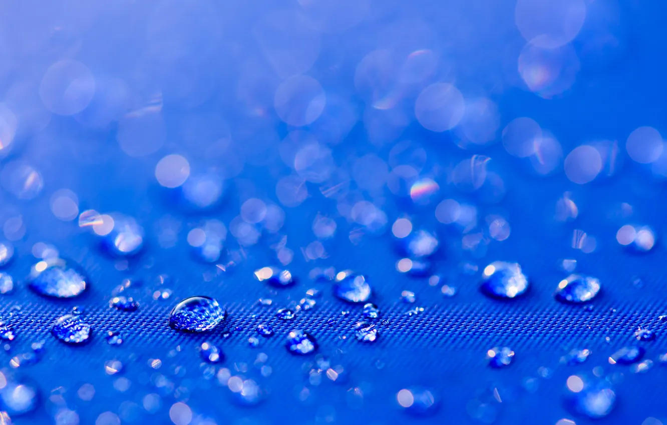 Photo wallpaper water, drops, macro, blue