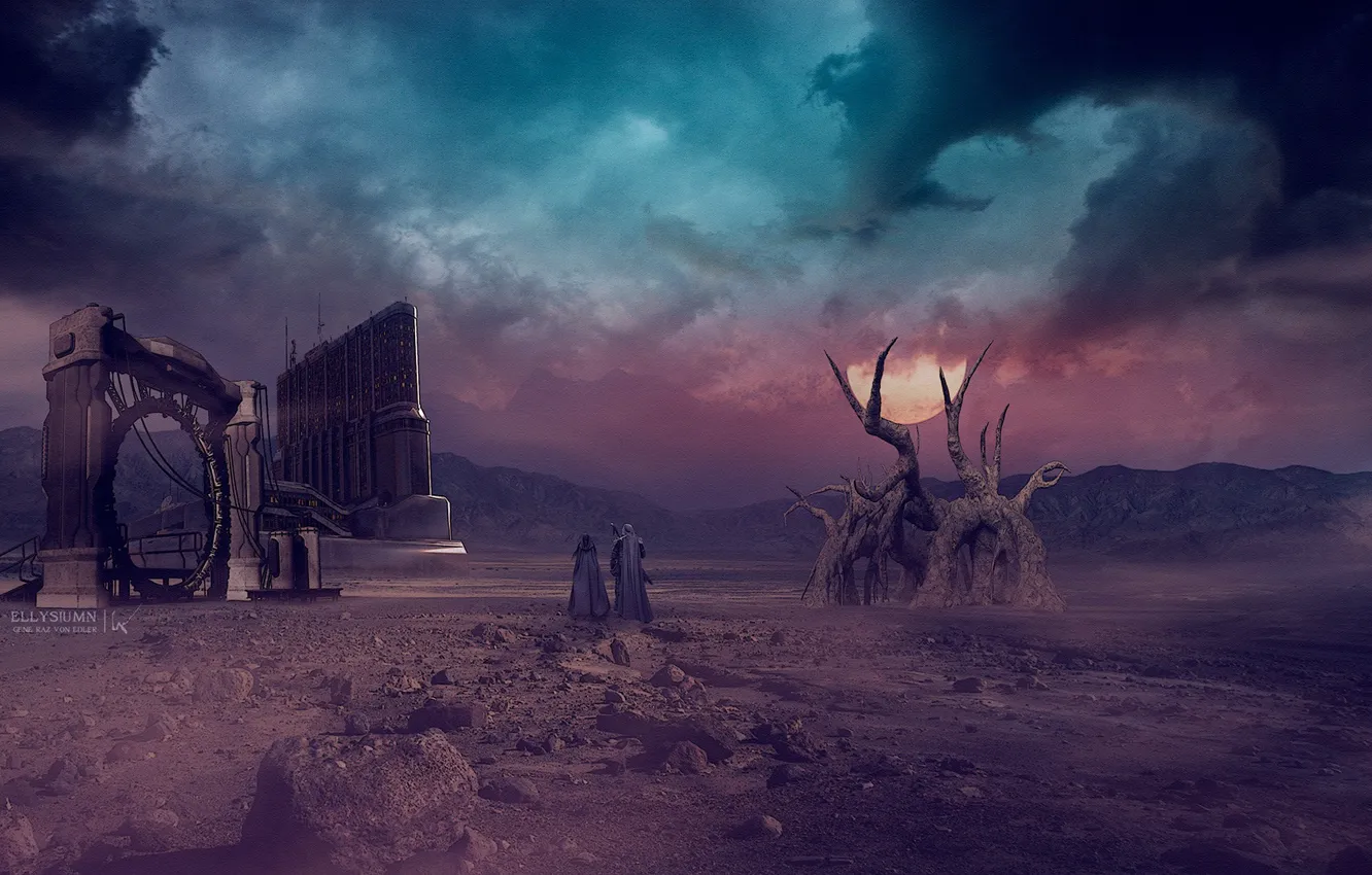 Photo wallpaper landscape, night, the moon