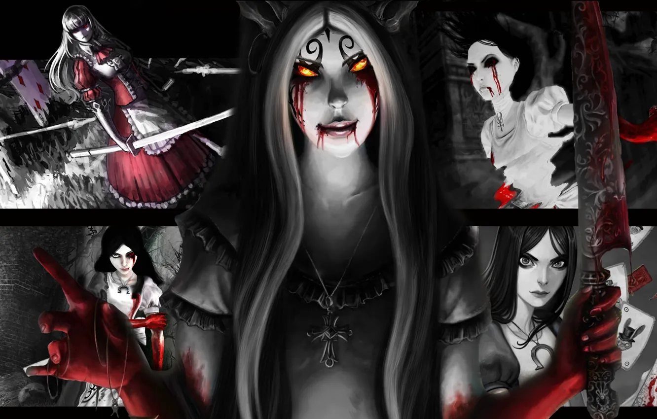 Photo wallpaper girl, blood, Alice, girl, blood, Alice, Alice Madness Returns
