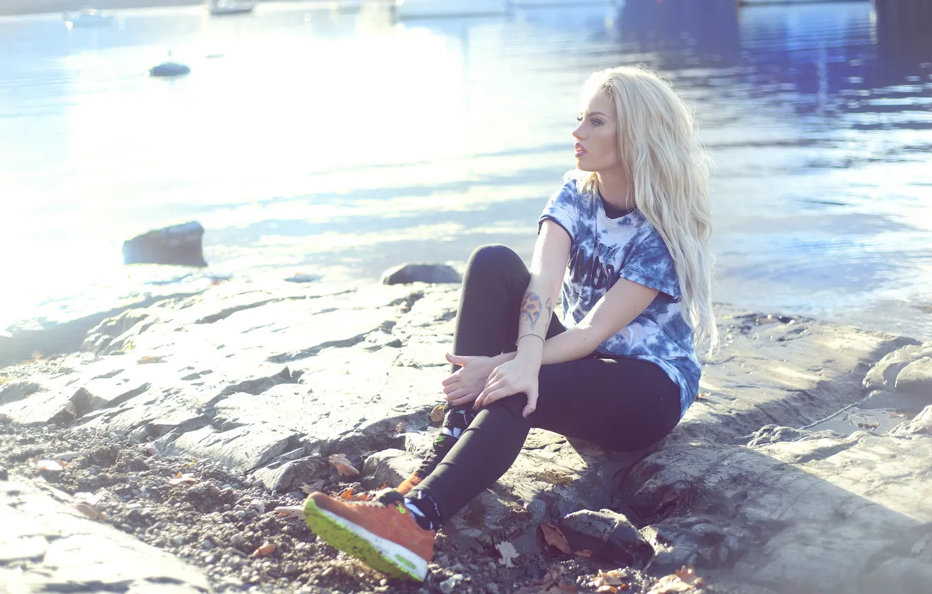 Photo wallpaper look, girl, blonde