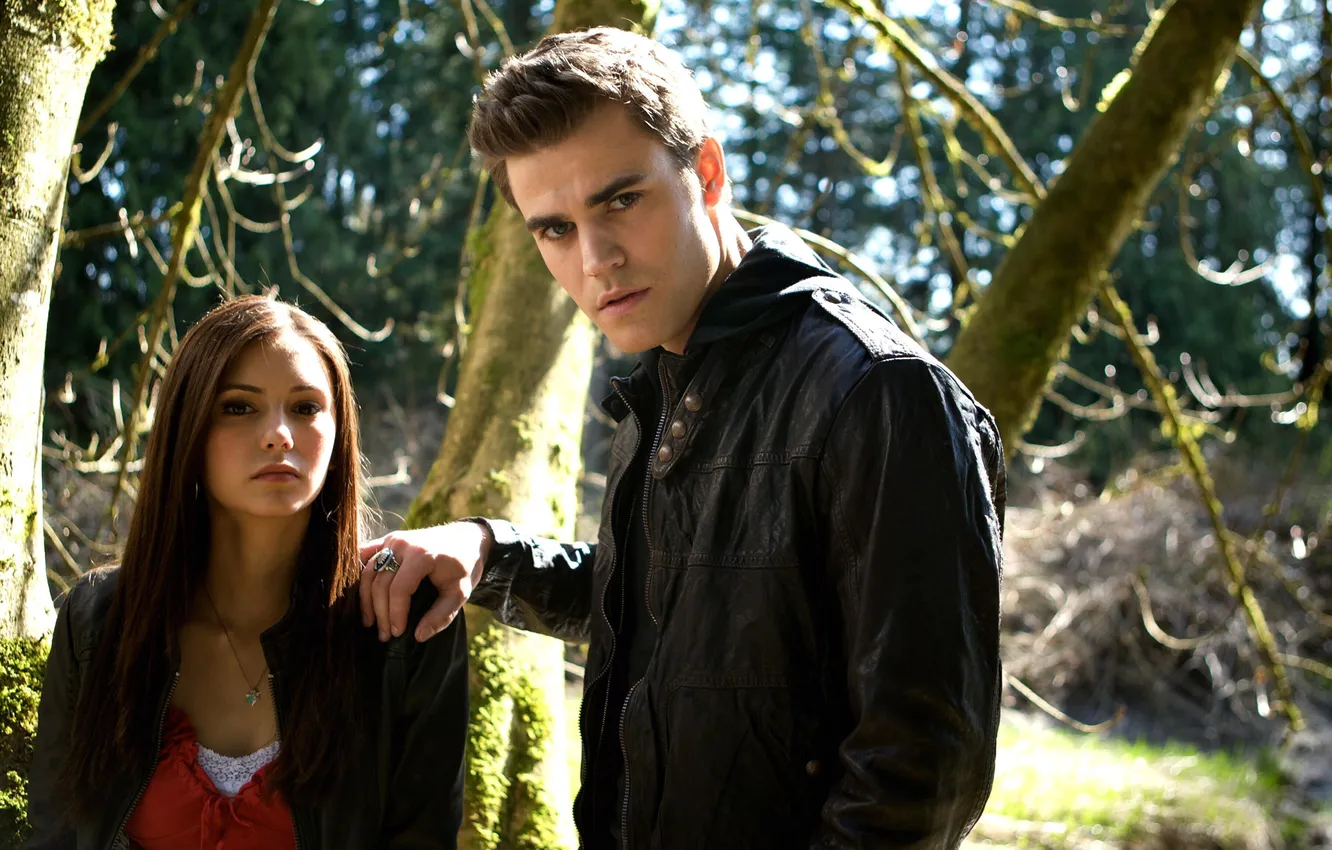 Photo wallpaper actress, actor, Nina Dobrev, Nina Dobrev, The Vampire Diaries, The vampire diaries, Paul Wesley, Paul …