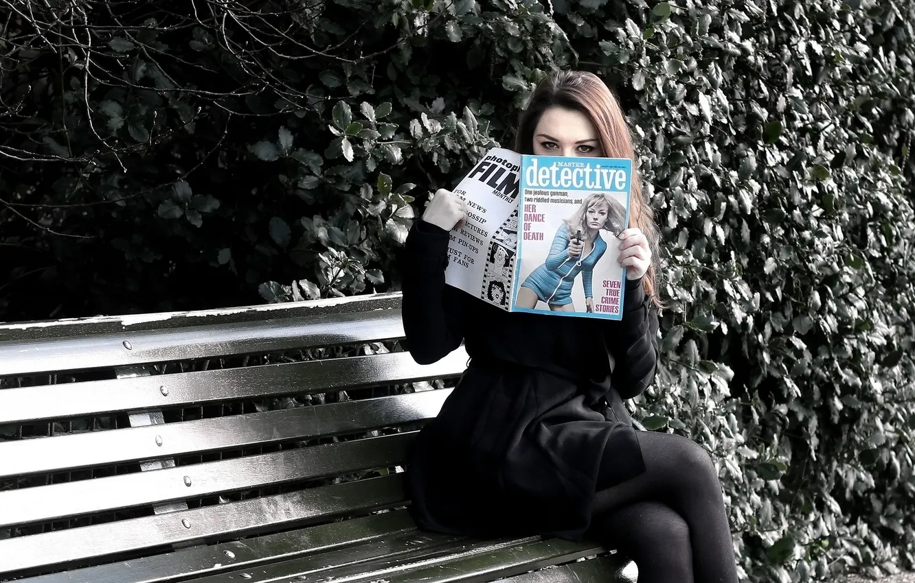 Photo wallpaper look, bench, journal, Imogen