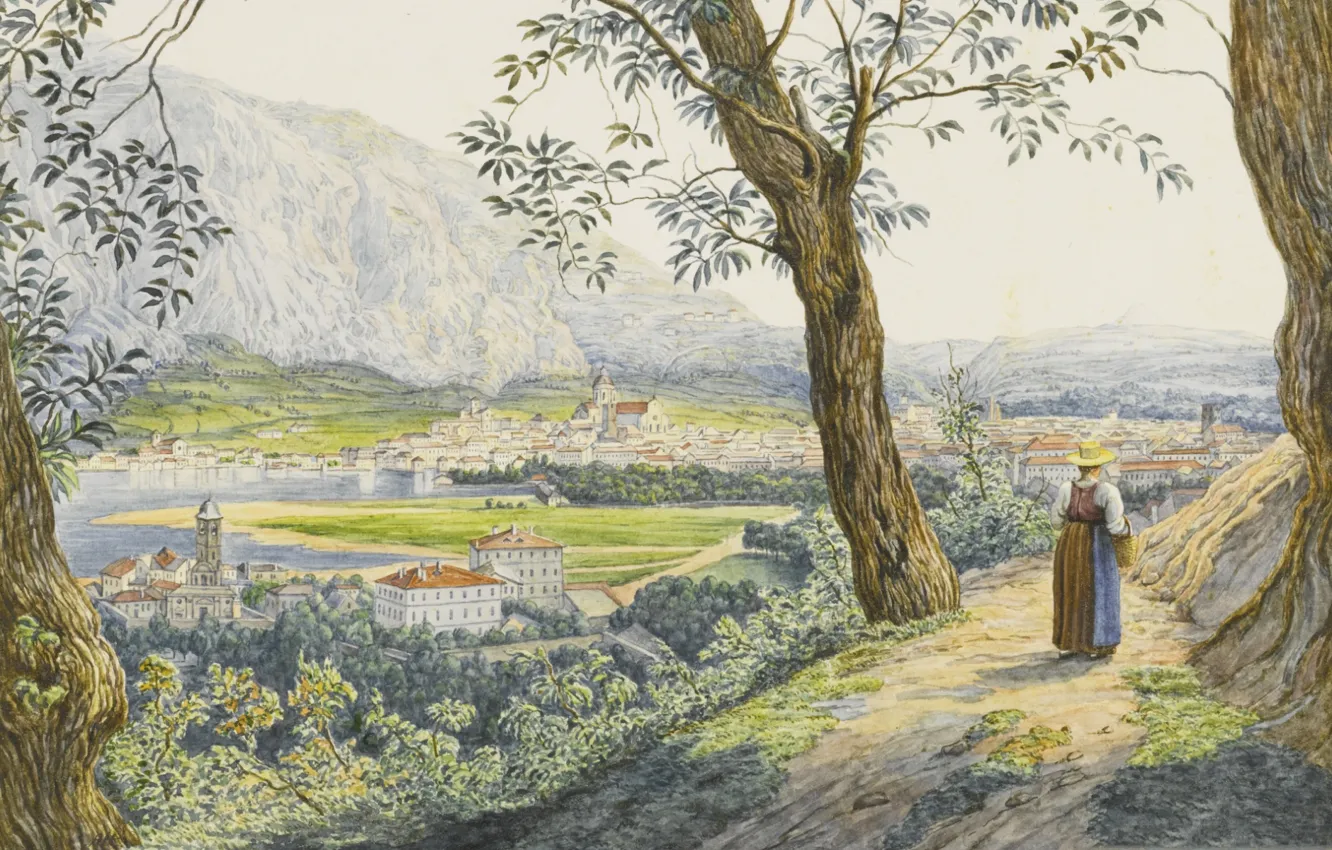 Photo wallpaper landscape, picture, Frankfurt am main, Jakob Alt