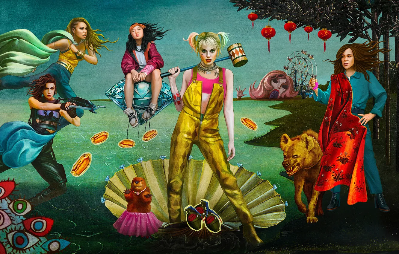 Photo wallpaper the film, question, hyena, hunter, art, Harley Quinn, DC Comics, Harley Quinn