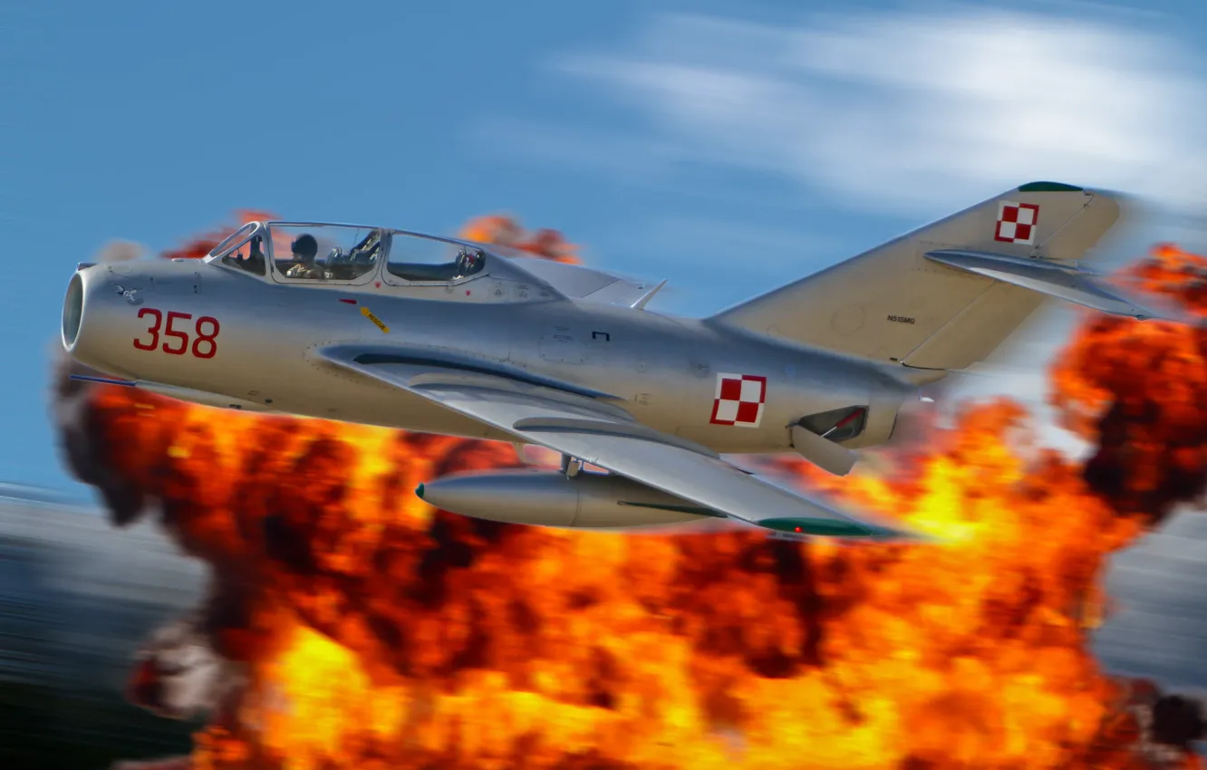 Photo wallpaper the sky, lights, The MiG-15