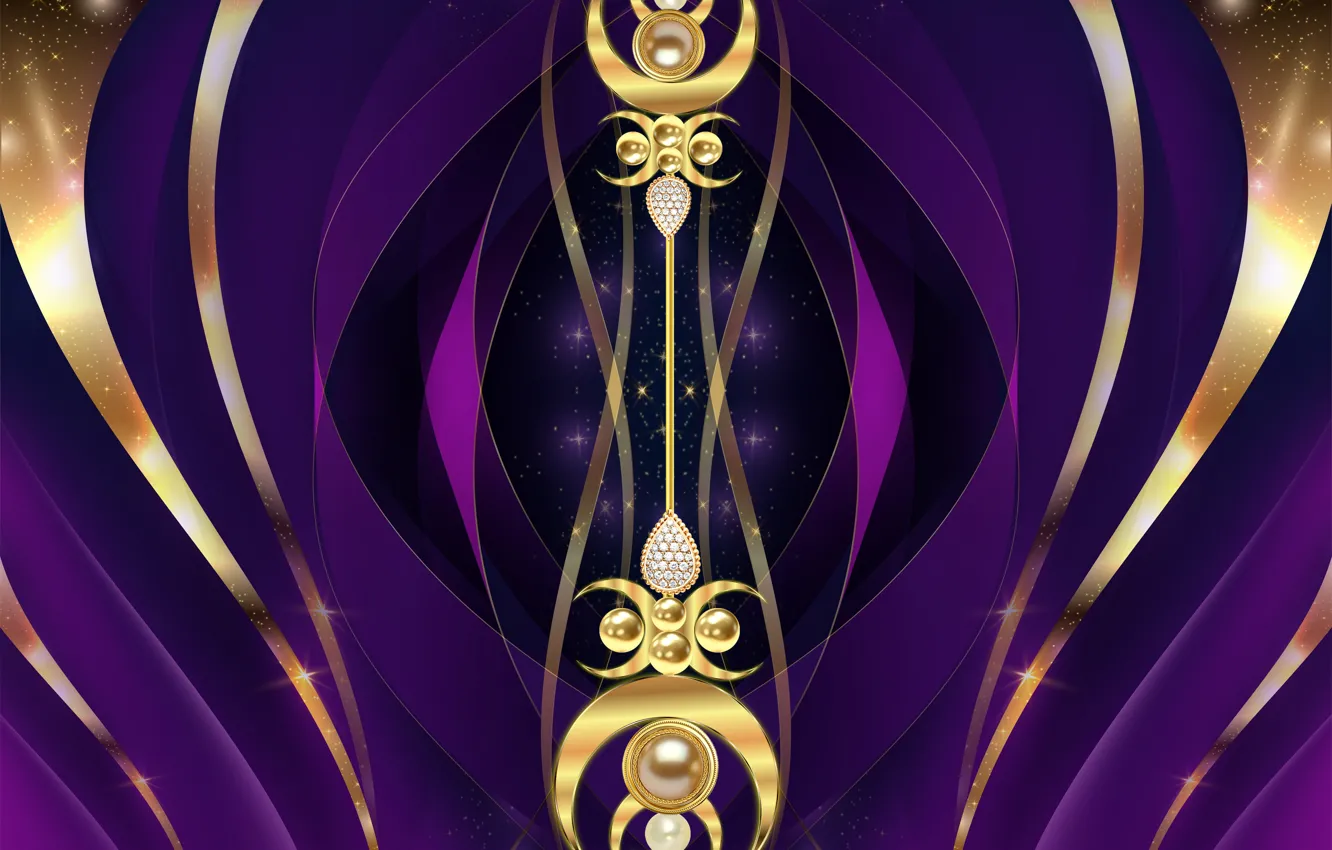 Photo wallpaper gold, design, pattern, purple