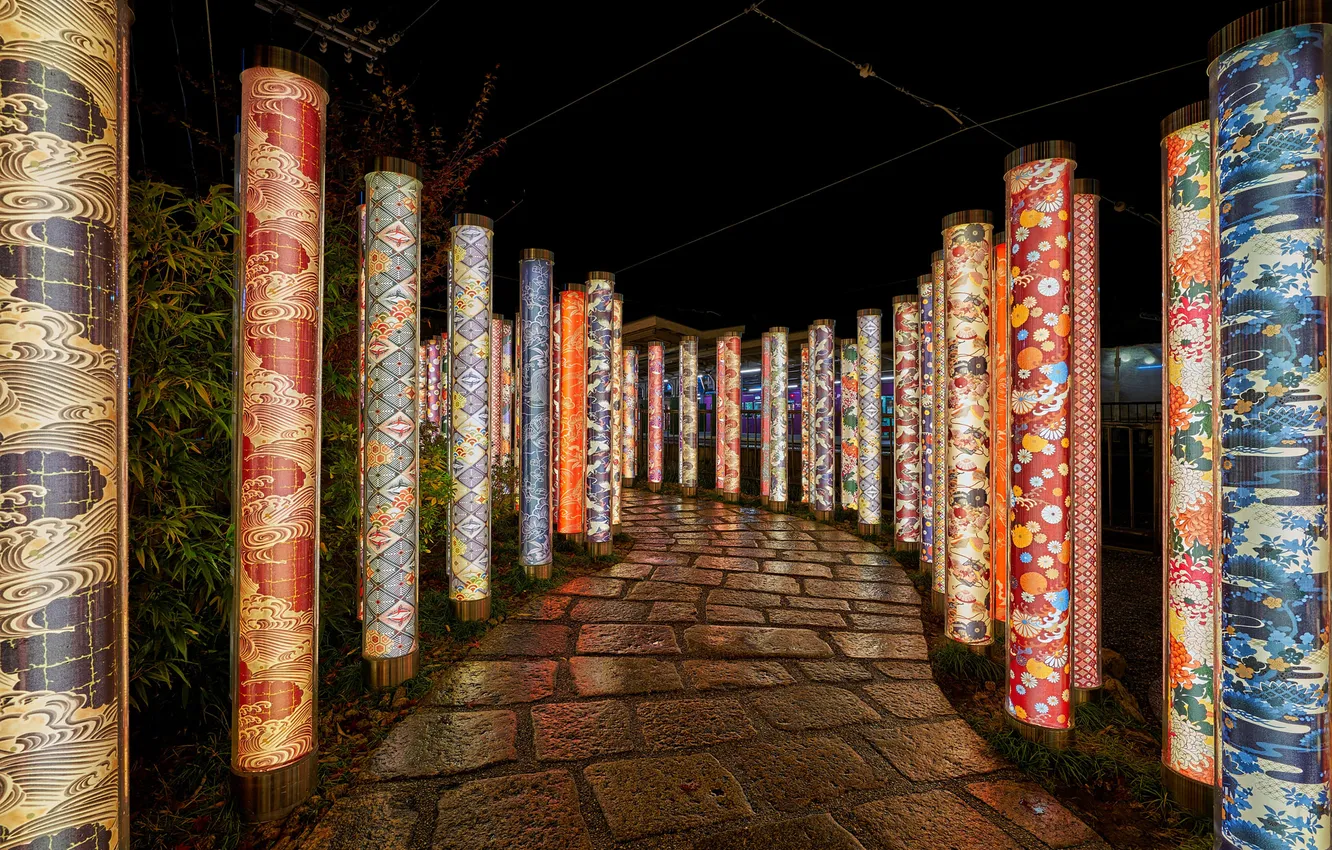 Photo wallpaper night, pattern, posts