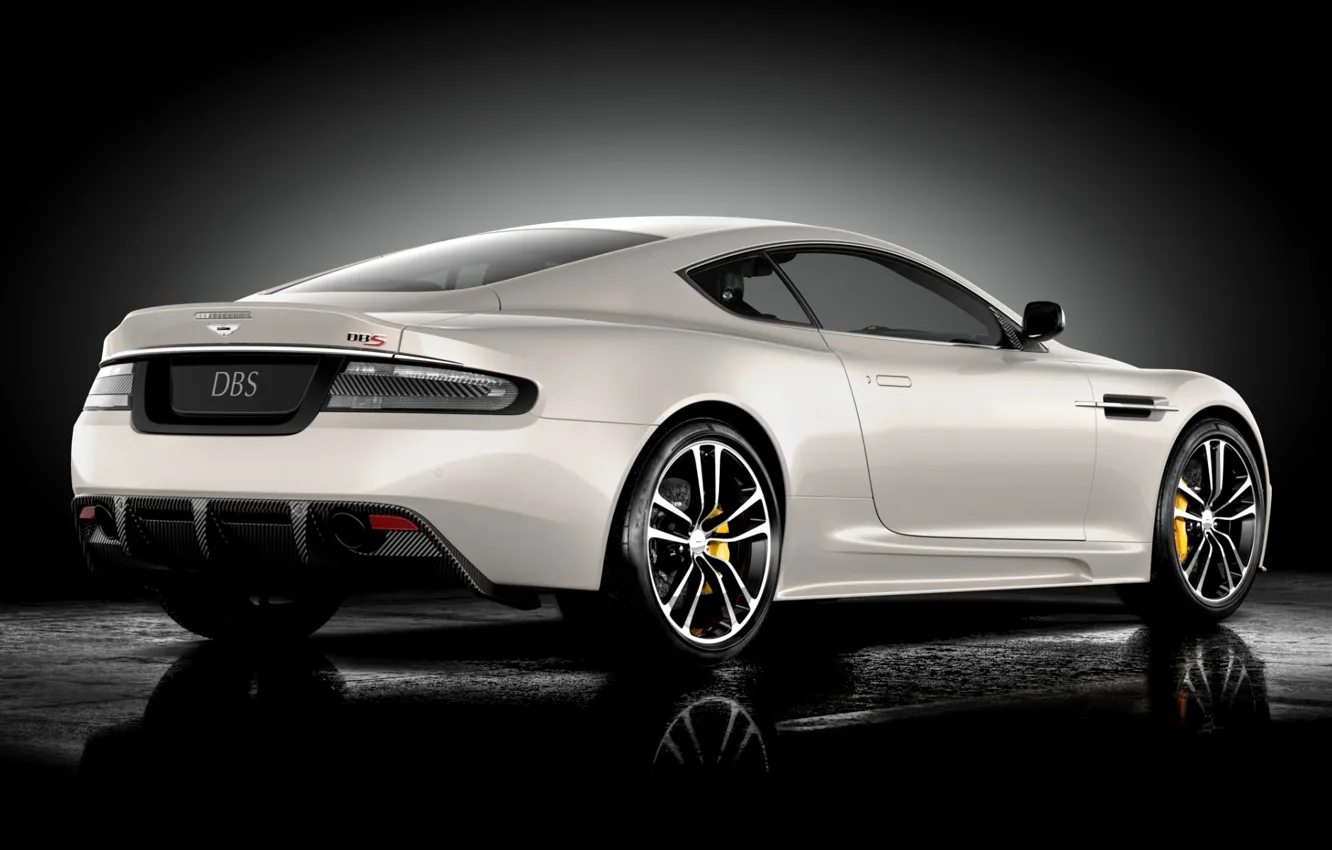 Photo wallpaper white, reflection, Aston Martin, DBS, supercar, twilight, rear view, Ultimate