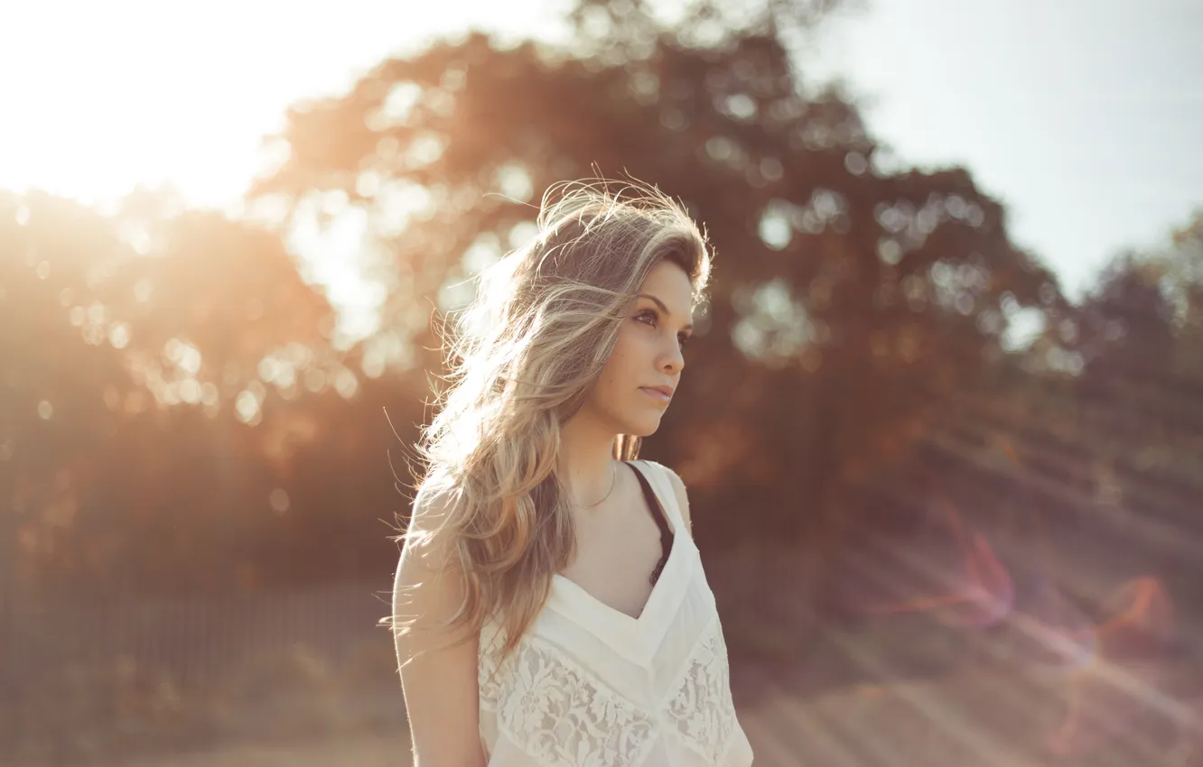 Photo wallpaper girl, blonde, looks