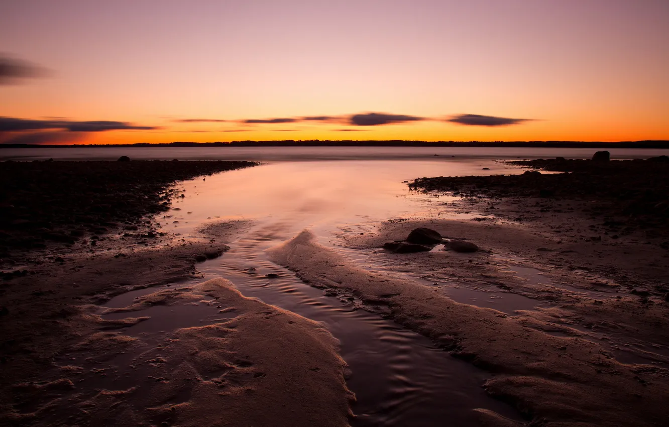Photo wallpaper sea, landscape, sunset