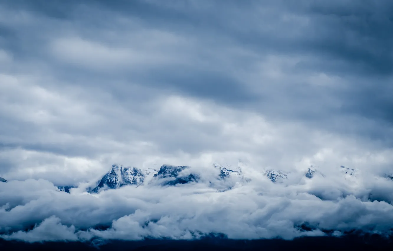 Photo wallpaper clouds, snow, mountains