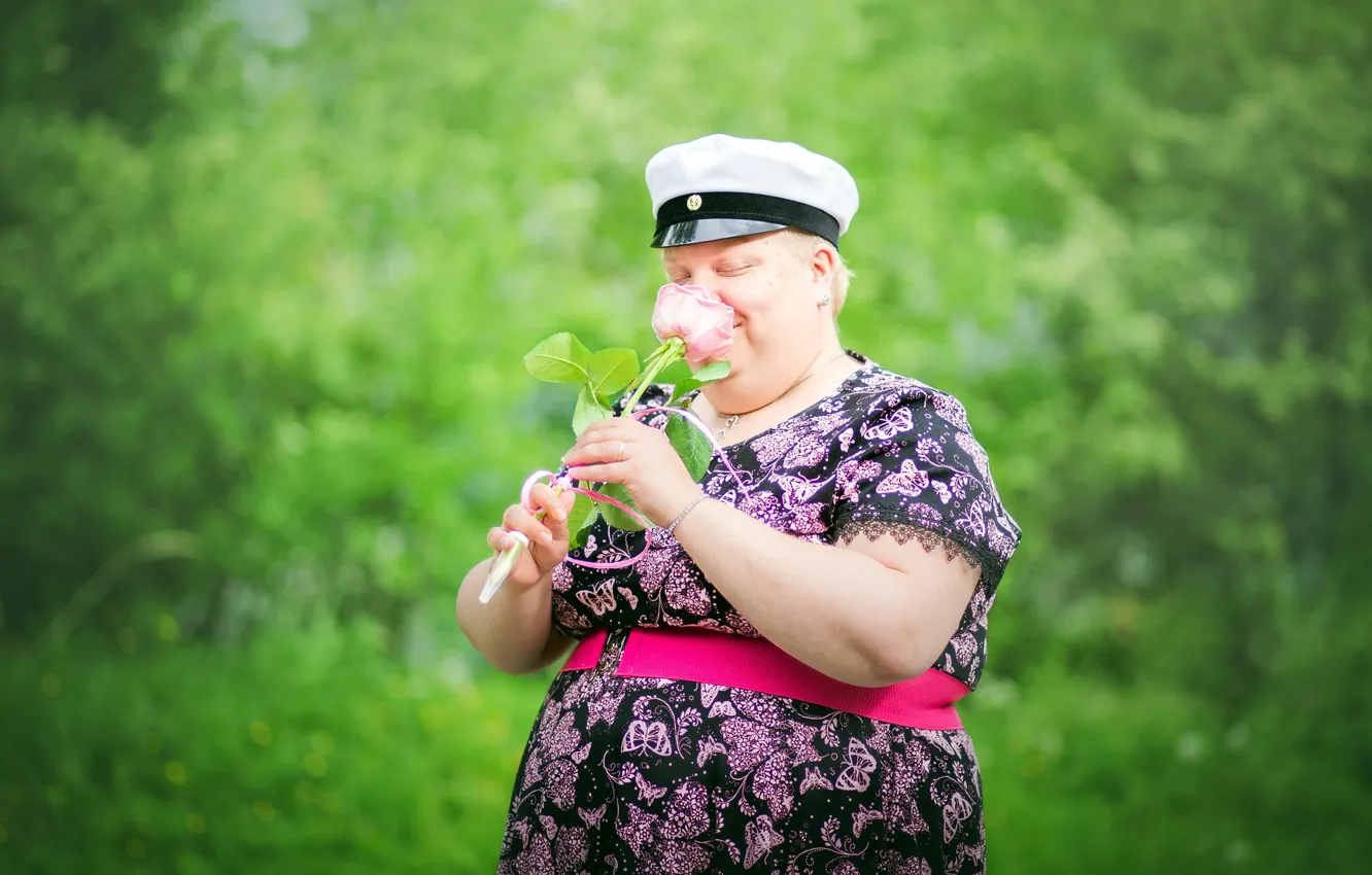 Photo wallpaper girl, flowers, Hanne