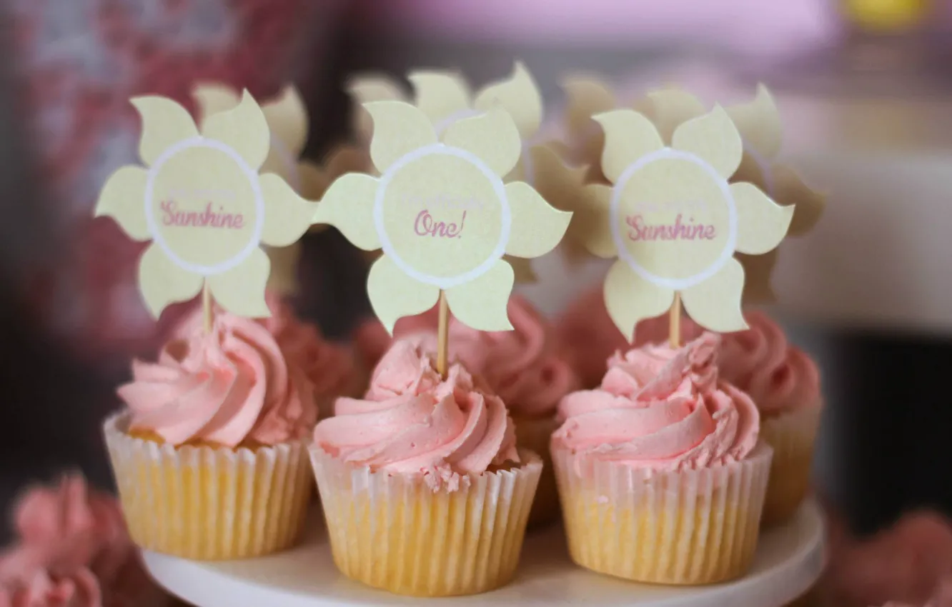 Photo wallpaper plate, cream, cakes, sweet, cupcakes