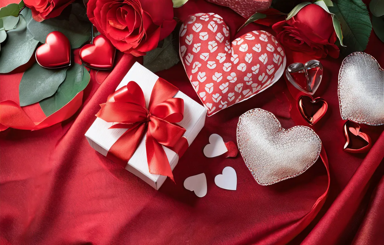 Photo wallpaper love, flowers, gift, romance, heart, roses, bouquet, love