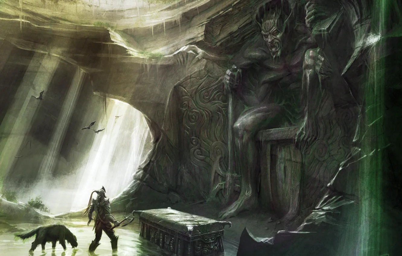 Photo wallpaper warrior, cave, skyrim, Skyrim, tomb, The Elder Scrolls
