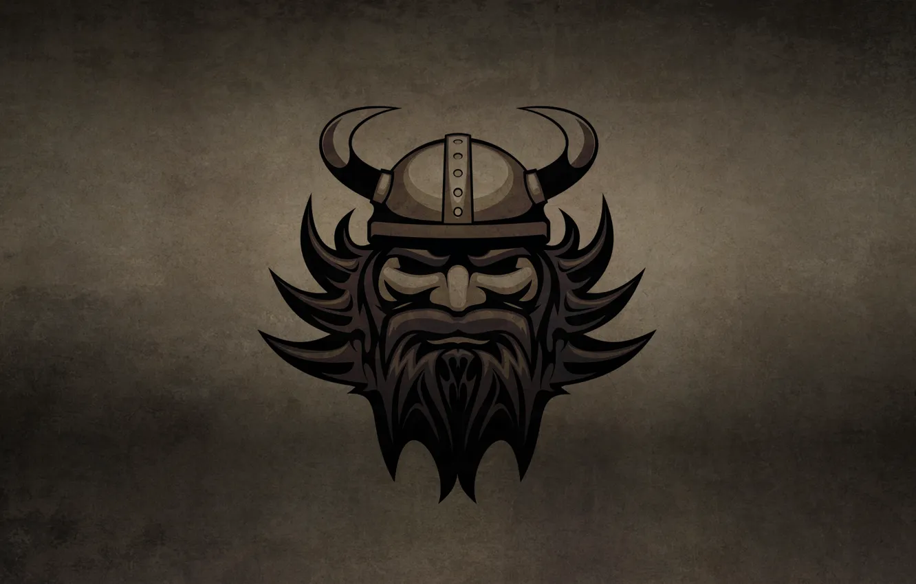 Photo wallpaper the dark background, head, horns, helmet, beard, Viking, VIKING, gall