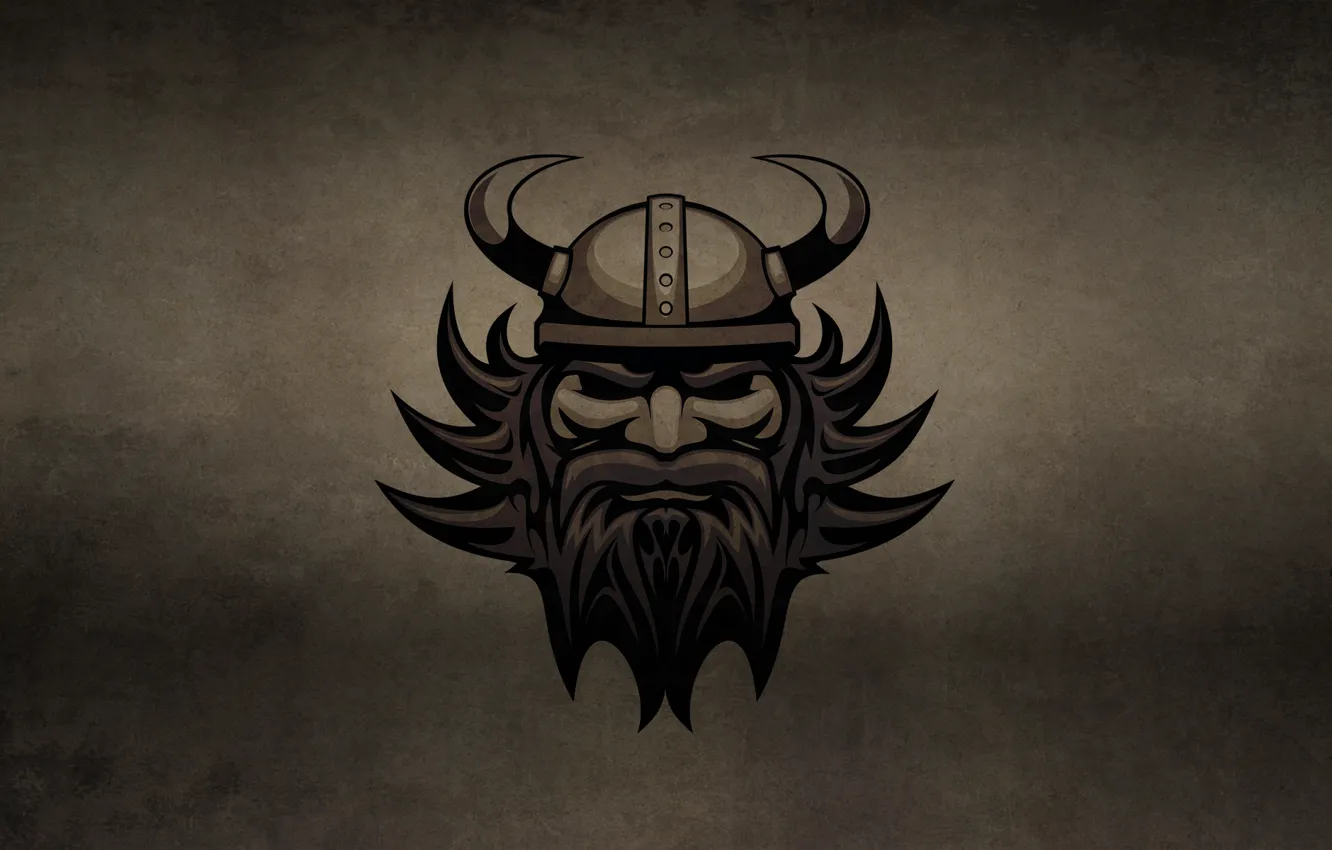 Photo wallpaper the dark background, head, horns, helmet, beard, Viking, The Vikings, gall