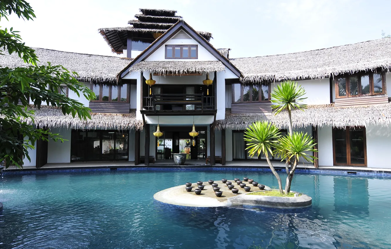 Photo wallpaper design, Villa, pool, the hotel, architecture, resort