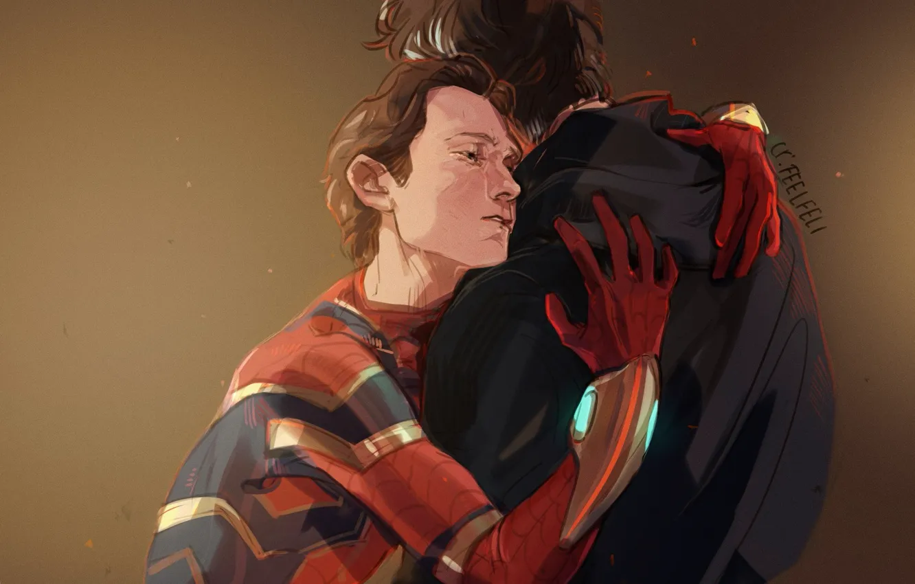 Photo wallpaper art, Robert Downey ml, Tom Holland, Peter Packer, Tony Stark, Spider Man Homecoming, Spider-man Return …