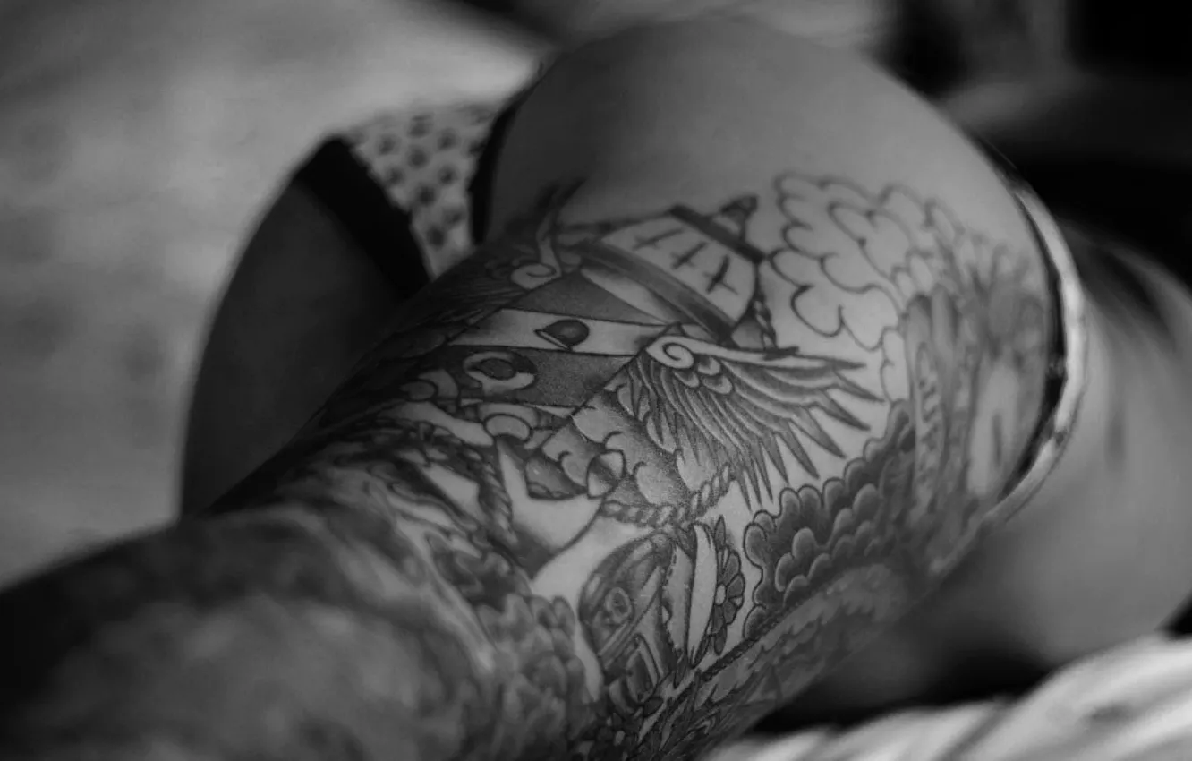 Photo wallpaper girl, ass, tattoo