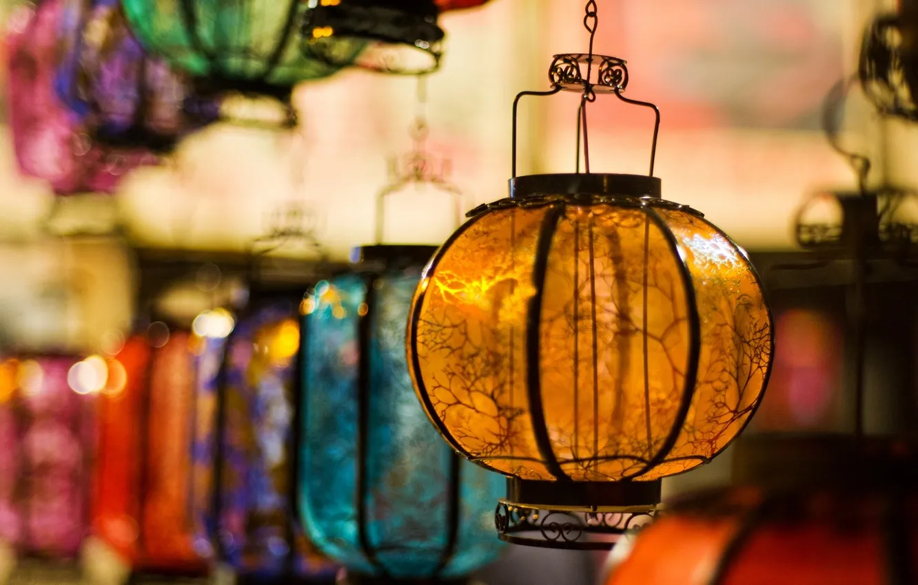 Photo wallpaper colors, glass, lamps, variety
