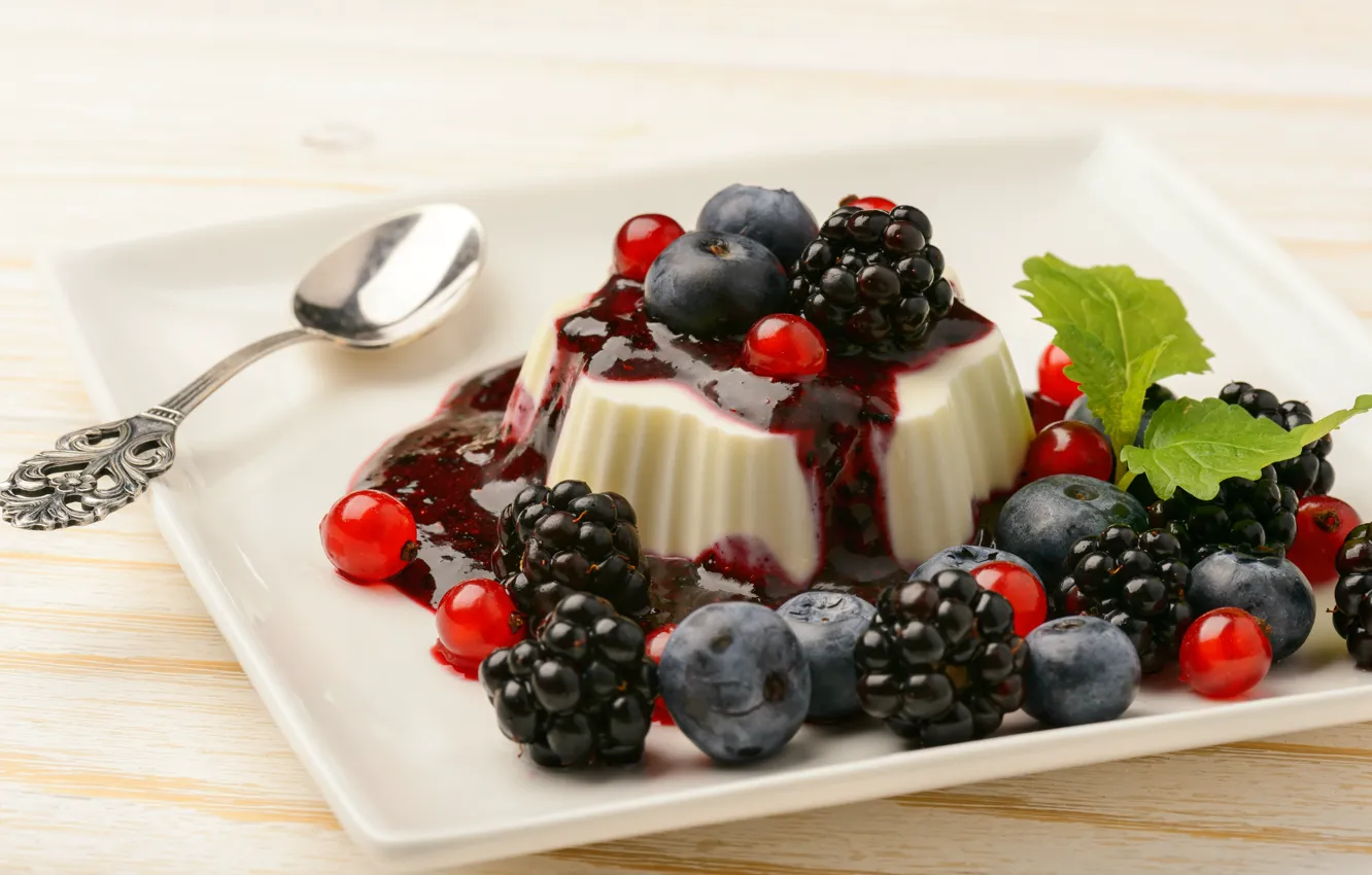 Photo wallpaper blueberries, dessert, currants, BlackBerry, jam, jelly, dessert, blackberry