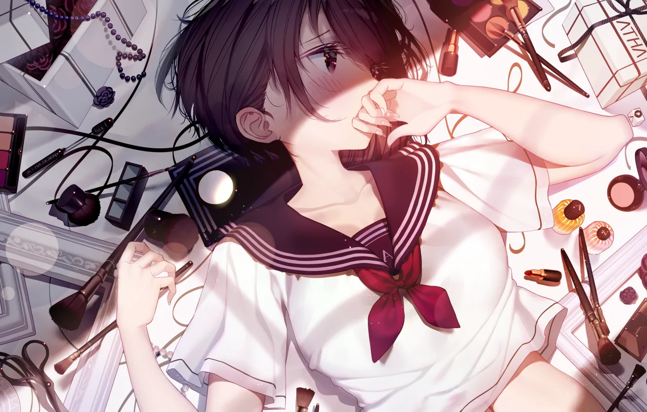 Photo wallpaper sadness, girl, lies