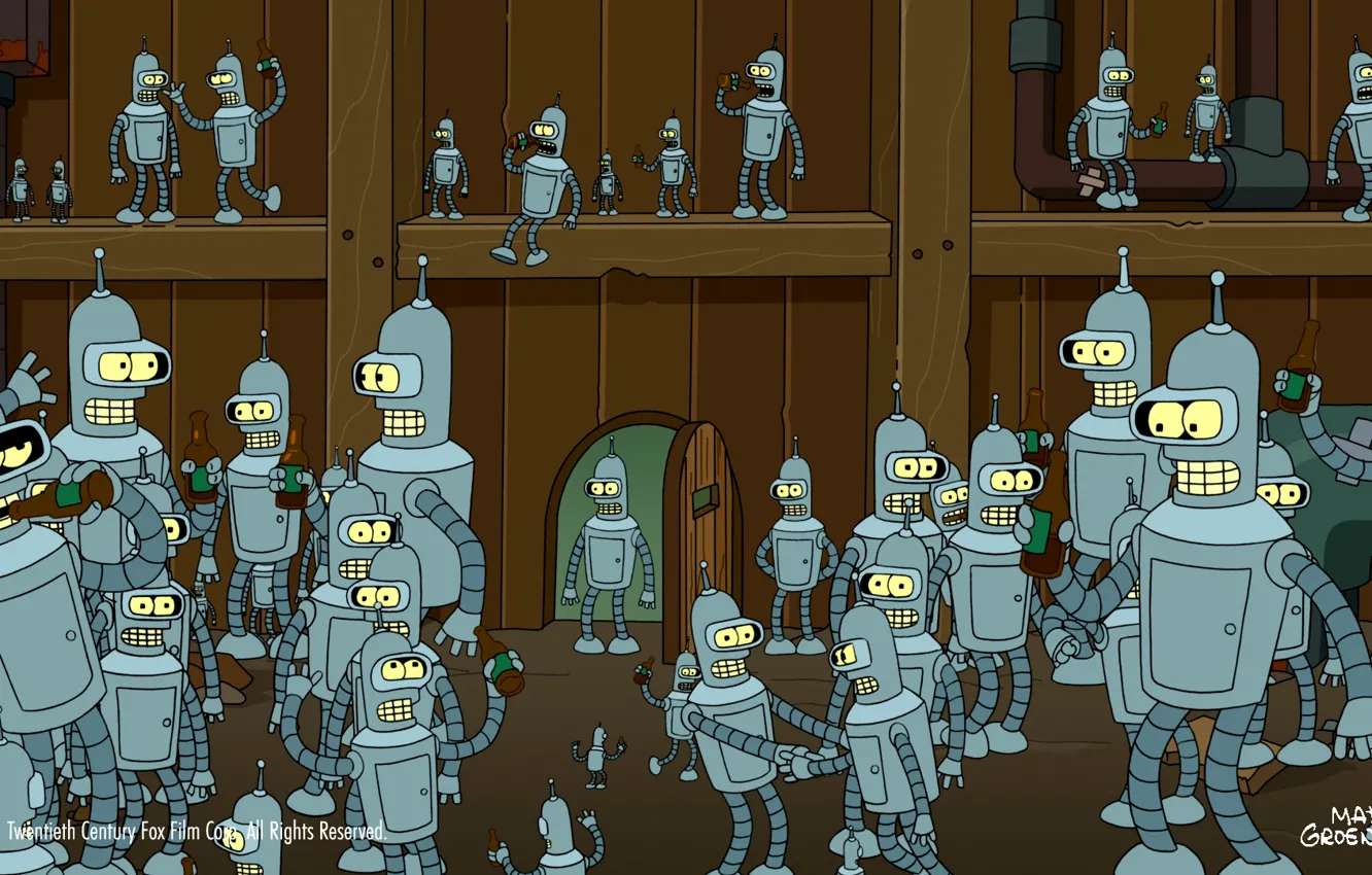 Photo wallpaper Futurama, bendr, planets Ekspres