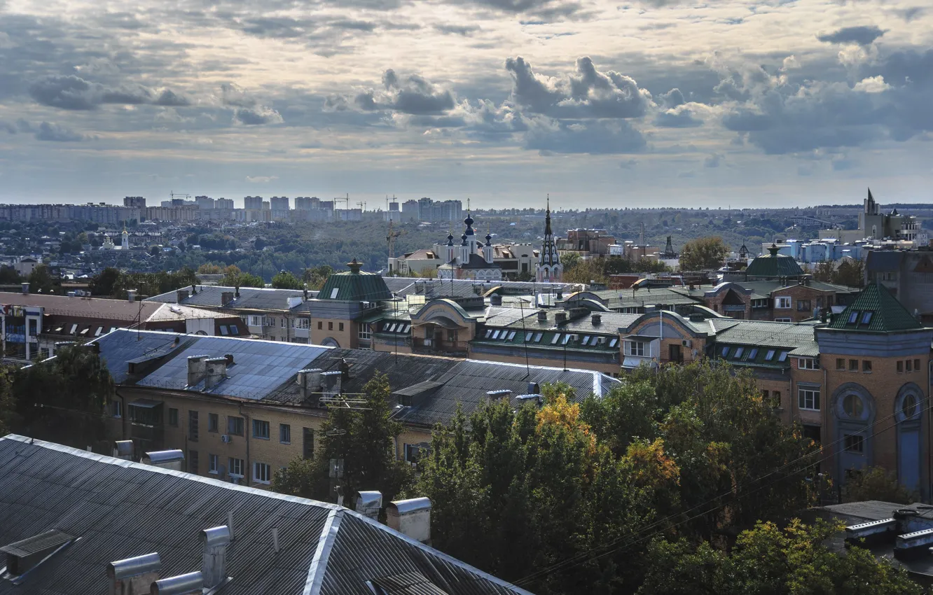 Photo wallpaper clouds, the city, roof, Russia, Russia, Kaluga, Kaluga