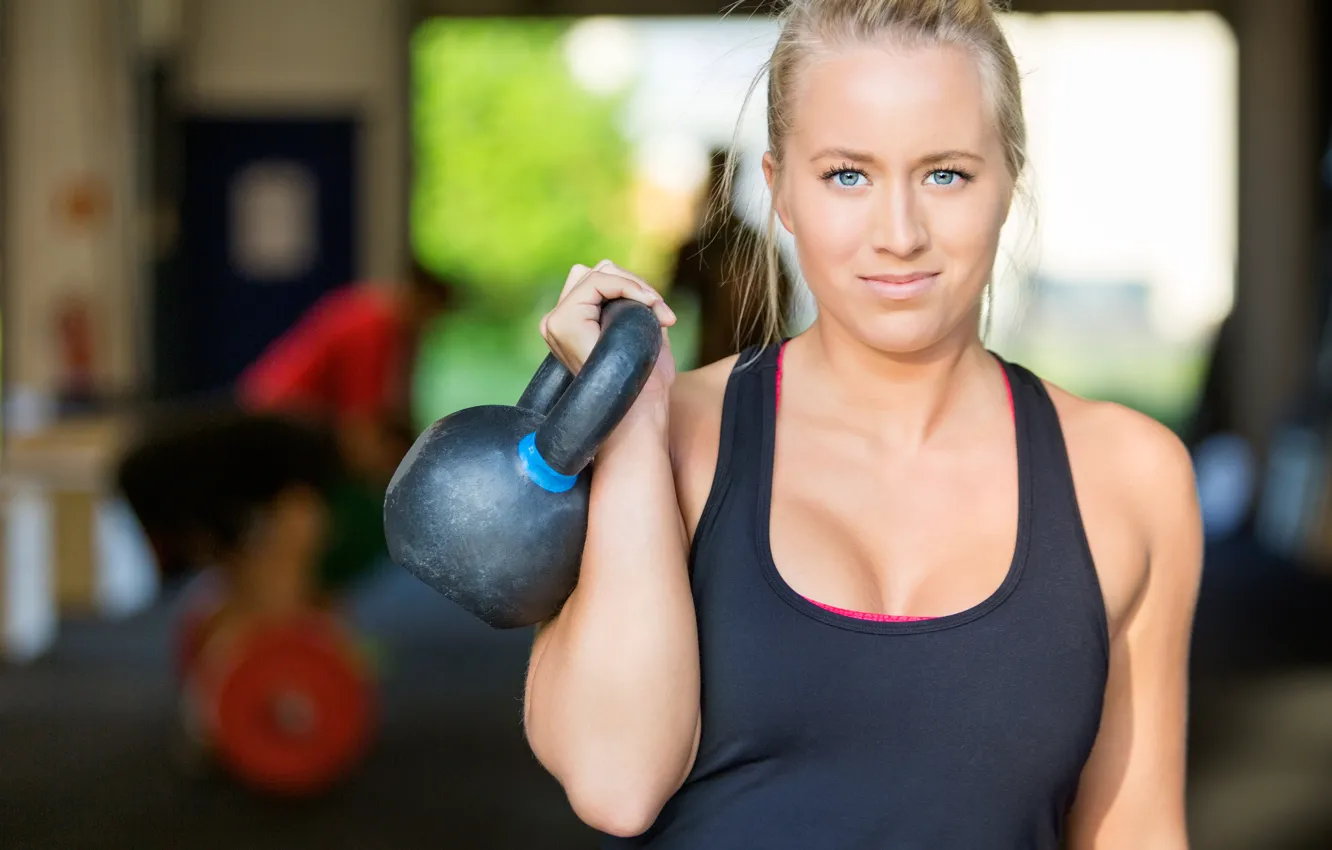 Photo wallpaper look, athlete, crossfit, kettlebell
