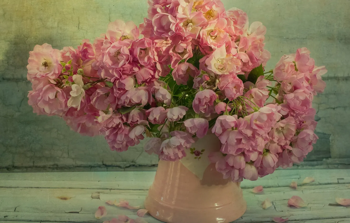 Photo wallpaper roses, bouquet, texture, petals
